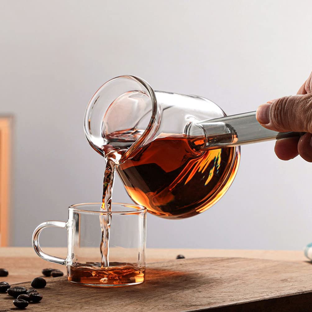 STOBOK 2-Piece Clear Glass Turkish Coffee Pot Set with Side Handle - Small Teapot, Milk Kettle, Hot Chocolate Maker & Butter Melting Pot for Home Kitchen - Perfect for Brewing, Serving & Entertaining