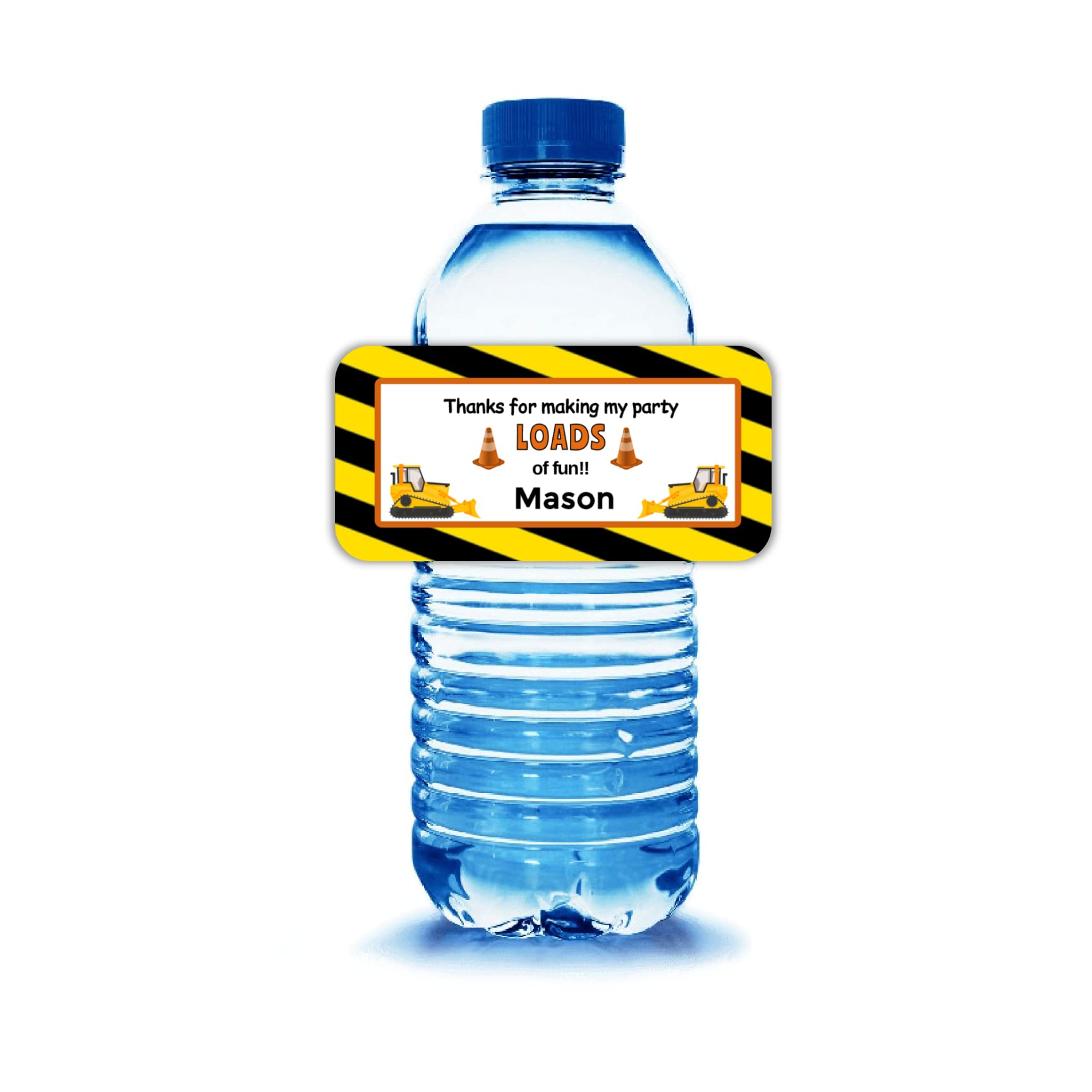 20 Custom Construction & Dump Truck Half Wrap Water Bottle Labels - Perfect for Birthday Parties, Baby Showers & Construction Theme Events - Personalized Party Decorations for Kids