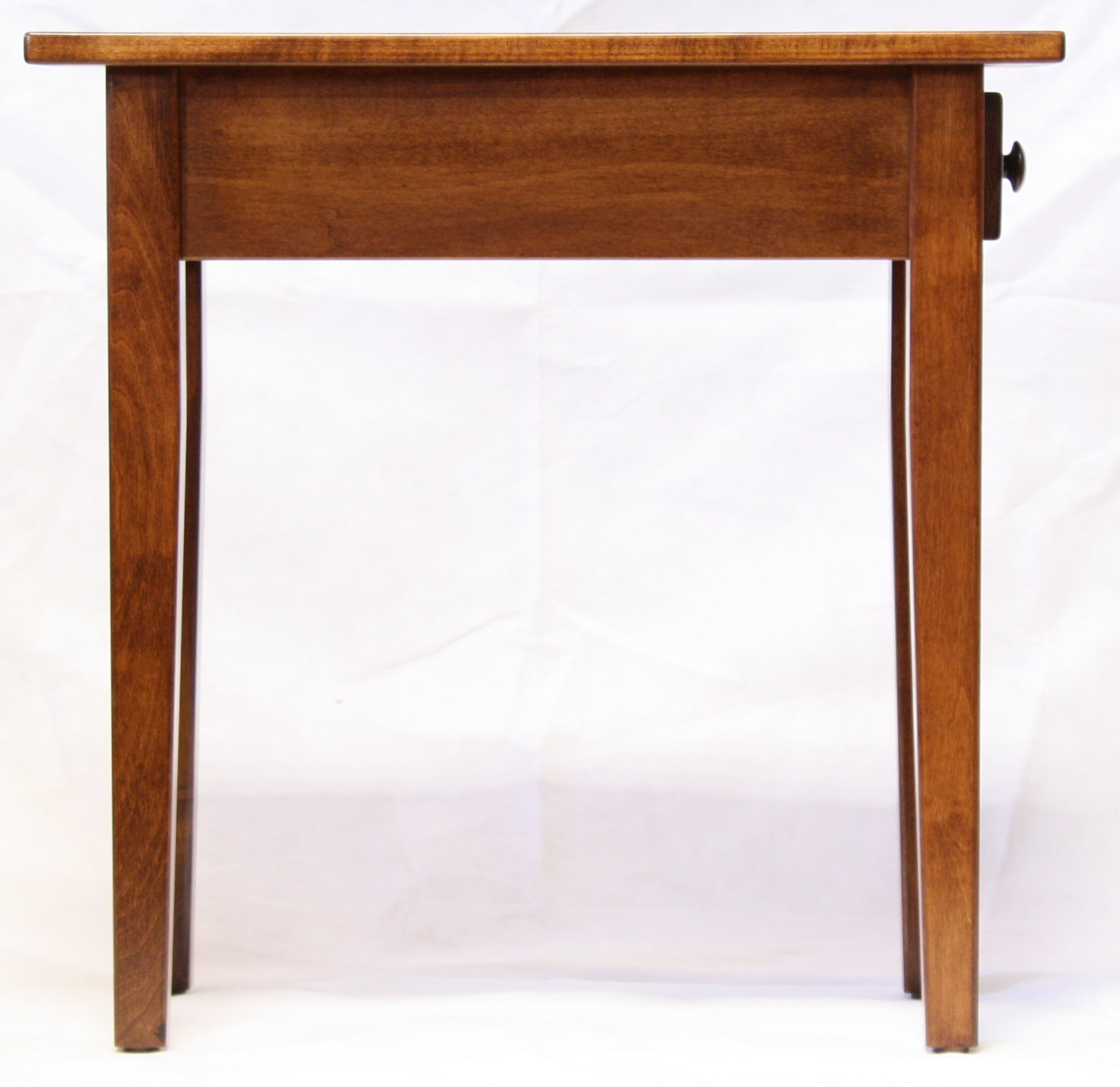 Solid Oak Narrow Shaker End Table with Drawer - Small Space Nightstand, Bedside Table for Bedroom or Living Room - Rustic Wooden Side Table with Storage