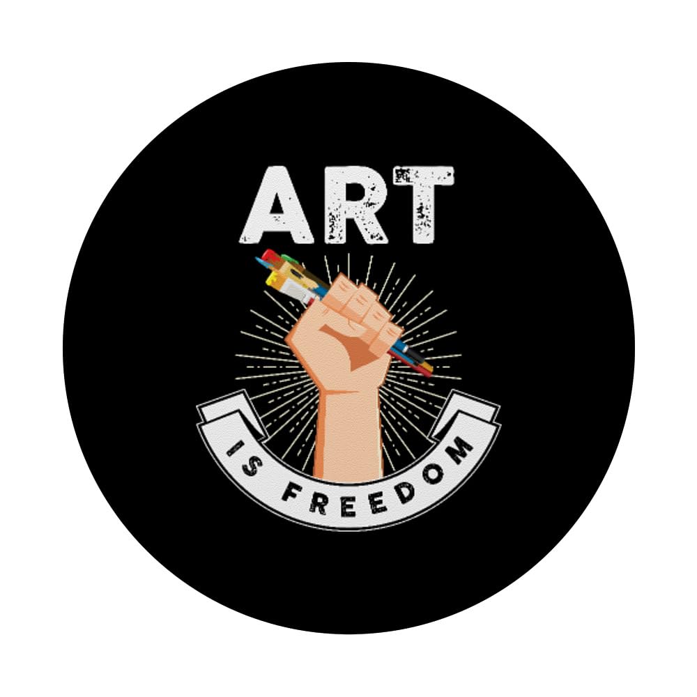 Art is Freedom PopSockets Standard PopGrip - Swappable Phone Grip & Stand for Artists, Teachers & Students - Perfect for Phones, Tablets & Sketchbooks | Great Gift for Art Lovers, Classroom Use & Creative Projects