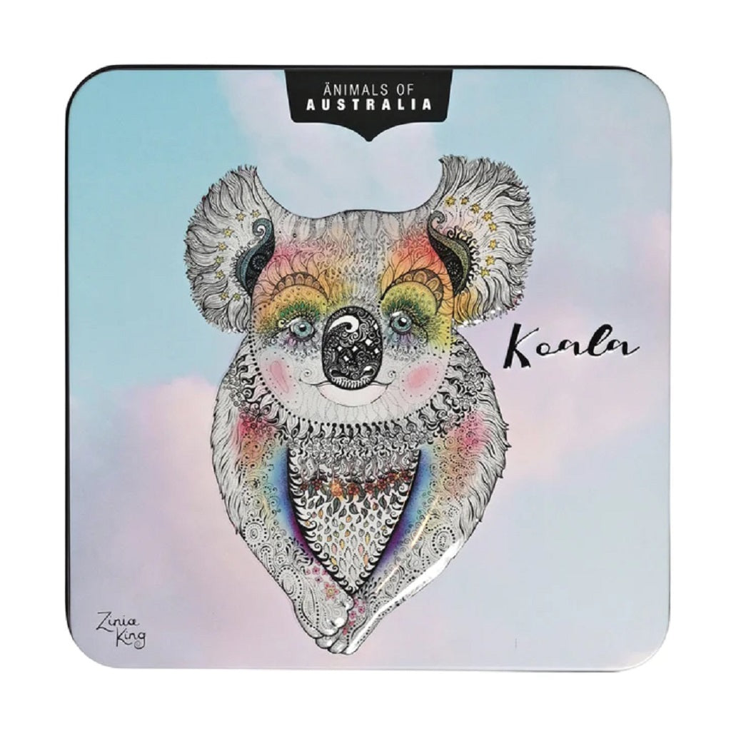 Premium Banksia Red Animals of Australia Koala Tin with Lemon Myrtle Butter Finger Biscuits 150g - Authentic Australian Gift, Tea Time Snack, Office Treat & Souvenir