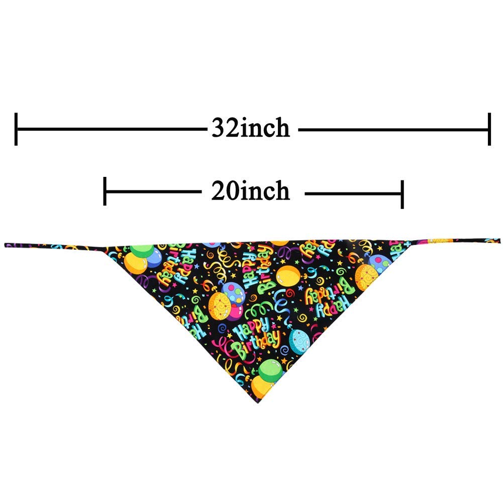 Dog Birthday Bandana - Triangle Bib Scarf for Large Dogs, Black - Perfect for Birthday Parties & Pet Celebrations