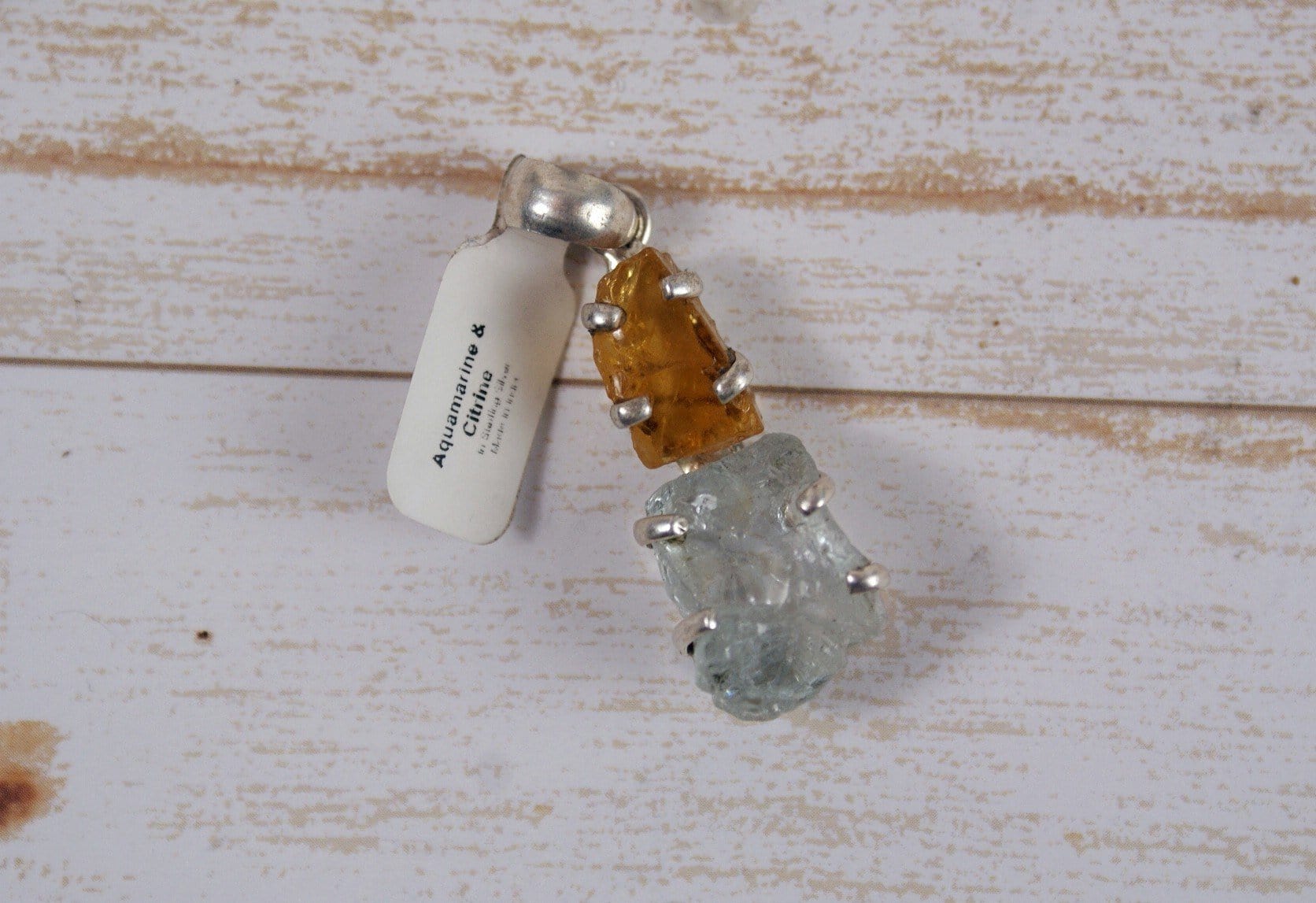 Natural Citrine and Aquamarine Gemstone Pendant Necklace for Women - Elegant Jewelry Gift for Birthday, Anniversary & Special Occasions