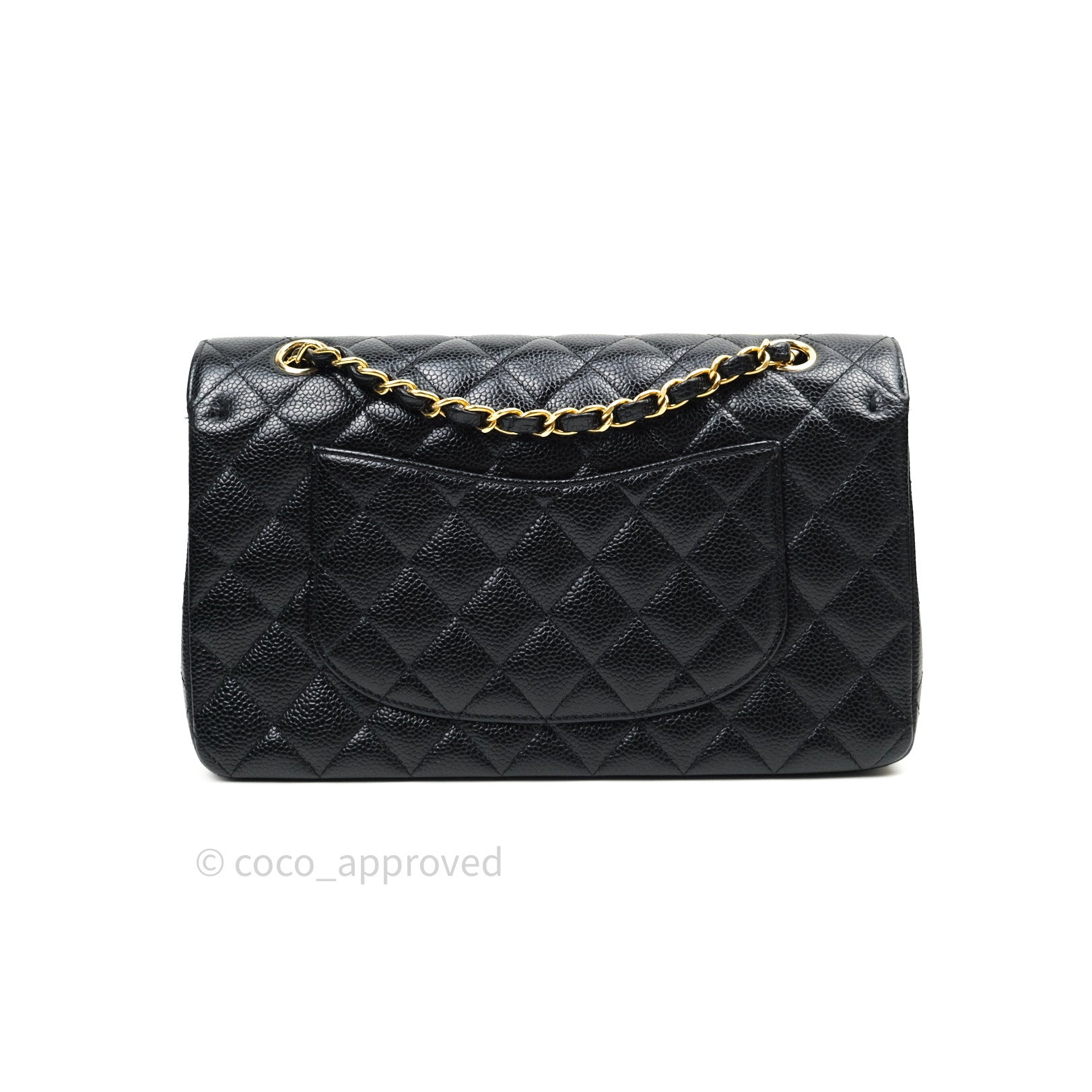 Chanel Classic M/L Medium Double Flap Bag in Black Caviar Leather with 24K Gold Hardware - Luxury Handbag for Women, Perfect for Work, Evening Events & Special Occasions