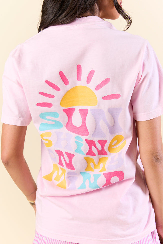 Sunshine On My Mind Light Pink Graphic Tee - Soft Cotton Vintage Inspired T-Shirt for Women - Perfect for Casual Wear, Summer Outfits & Music Festivals