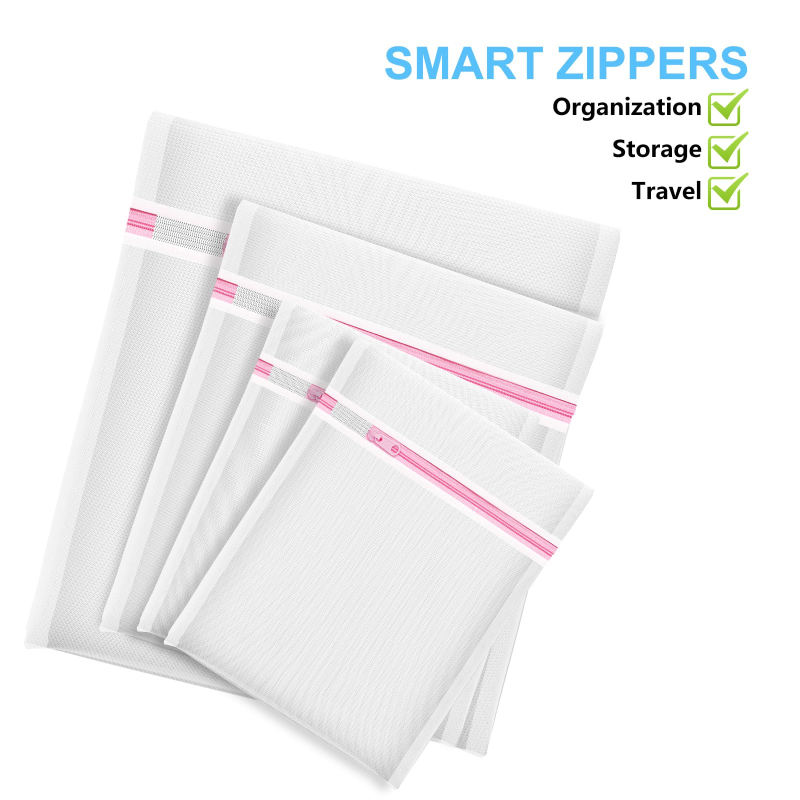 4-Piece Delicate Laundry Bags Set - Fine Mesh Wash Bags for Bras, Underwear & Lingerie Protection - Small, Medium & Large Sizes - Perfect for Travel, Dorm Storage & Baby Toy Organization - Gentle Washing & Storage Solution