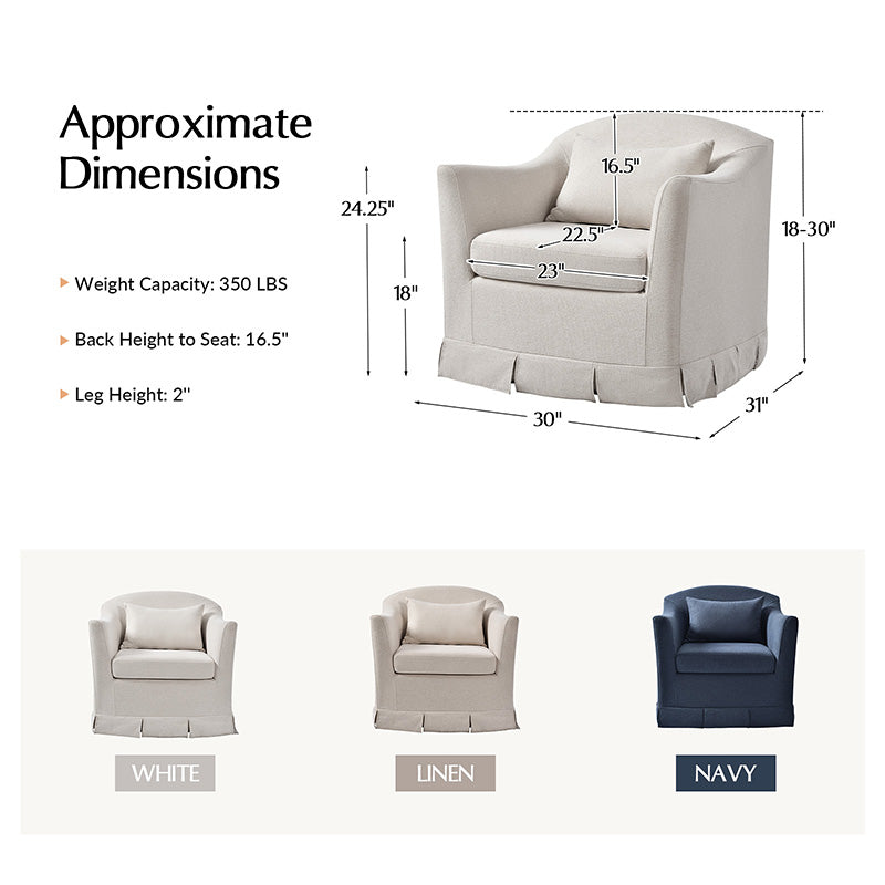 Sara Armchair with Removable Slipcover & Box Pleated Skirt - Modern Living Room Accent Chair for Home, Office, or Reading Nook