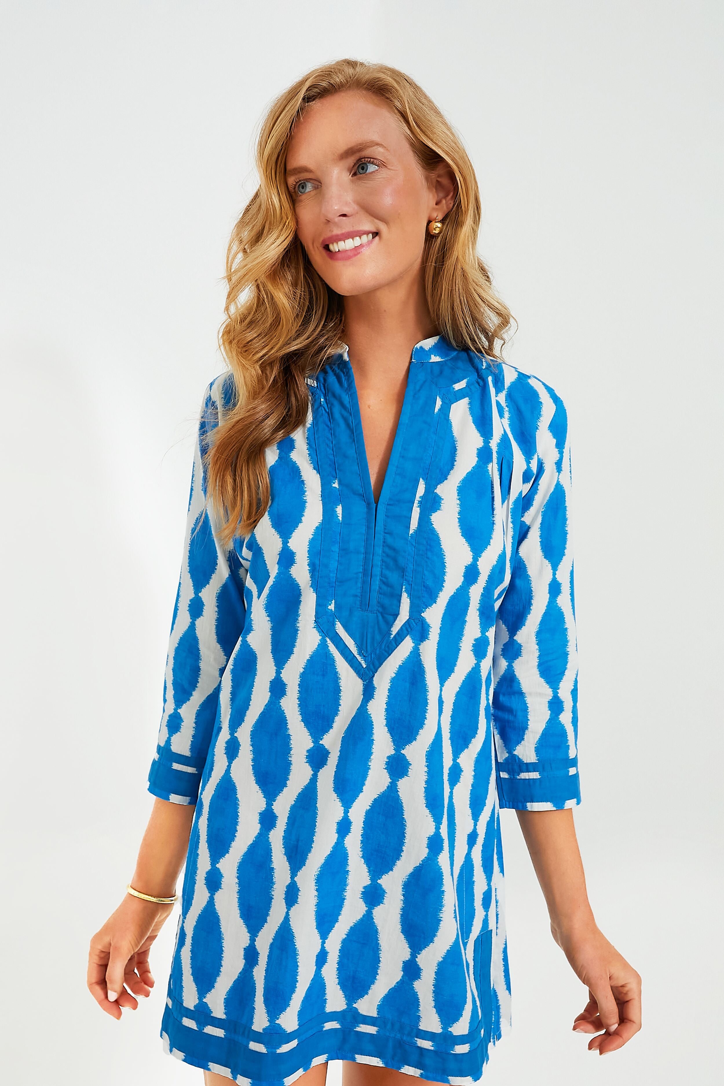 Blue Jalapa Tokyo Short Kurta Dress for Women - Stylish Boho Cotton Tunic Top for Casual Wear, Summer Outfits & Festivals