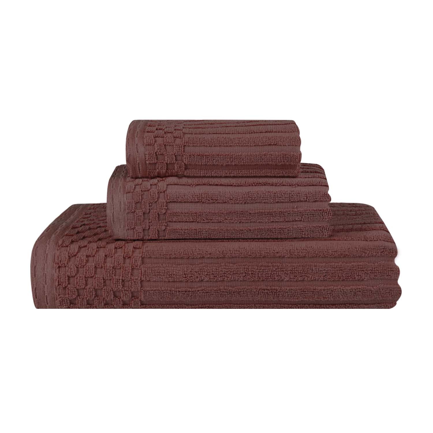 Premium Soho Ribbed Textured Cotton Bath Towel Set - Ultra Absorbent 3-Piece Towel Collection for Spa, Bathroom & Guest Use | Soft Luxury Towels for Home & Hotel