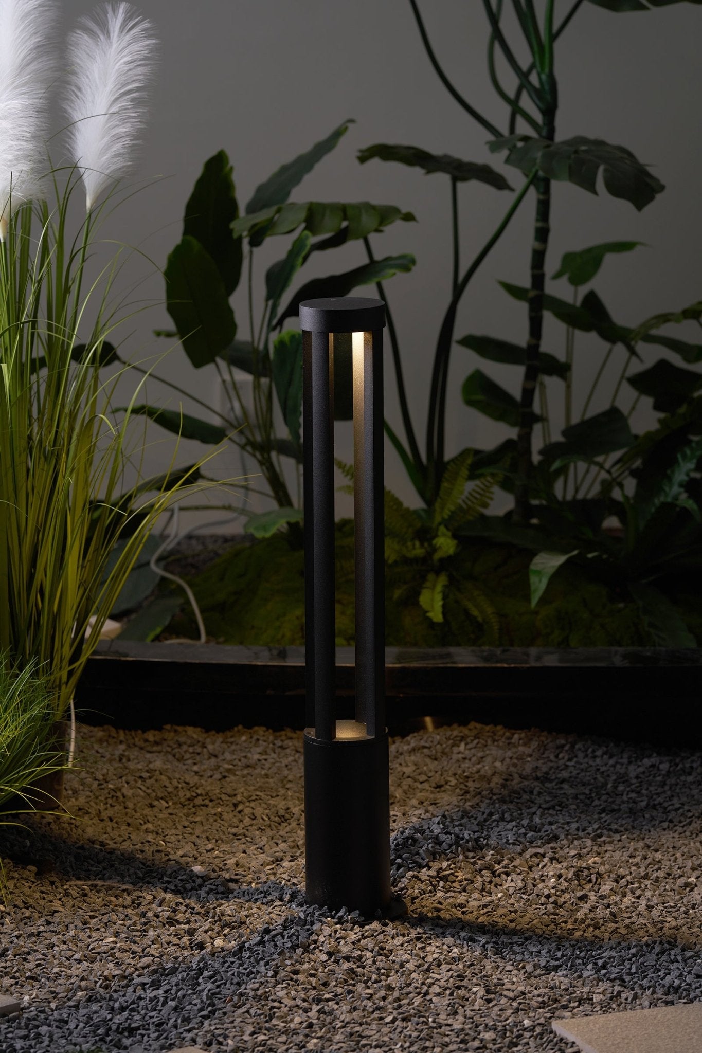 Solar Powered Outdoor Post Light - Black Cylindrical Design for Garden, Pathway & Driveway Lighting | Weatherproof & Energy Efficient LED Light