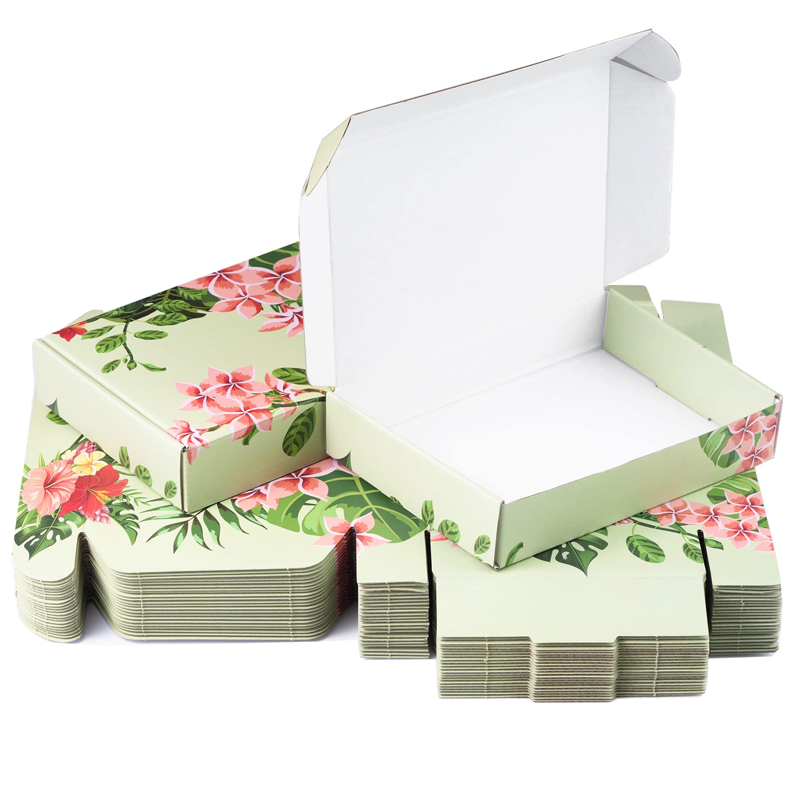 Hawaiian Floral Shipping Boxes - Pack of 25 (8x5.5x1.6 inches) | Small Corrugated Cardboard Mailer Boxes for Small Business Packaging & Mailing | Perfect for Gifts, Jewelry, Cosmetics & Ecommerce Shipping