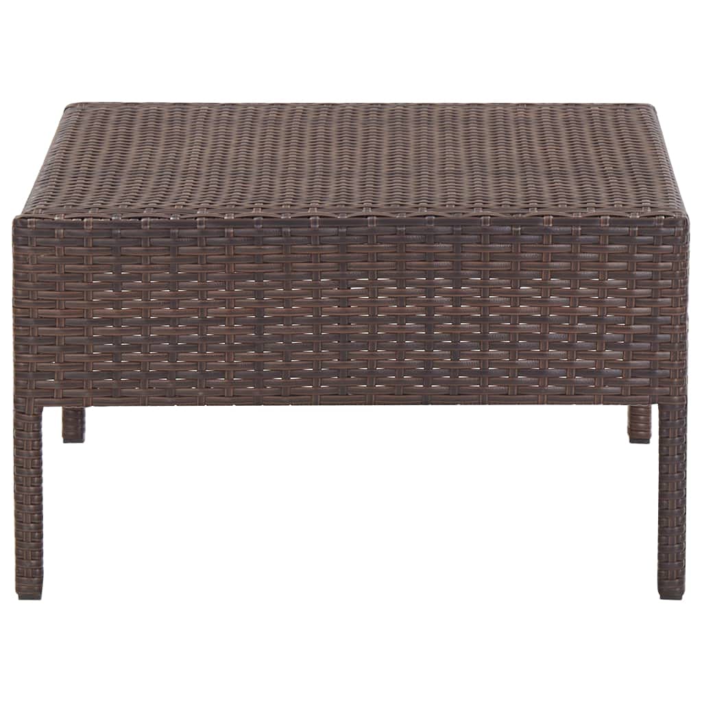 **5-Piece Weather-Resistant Poly Rattan Outdoor Furniture Set with Coffee Table & Cushions – Brown – Perfect for Patio, Garden, and Poolside Relaxation**