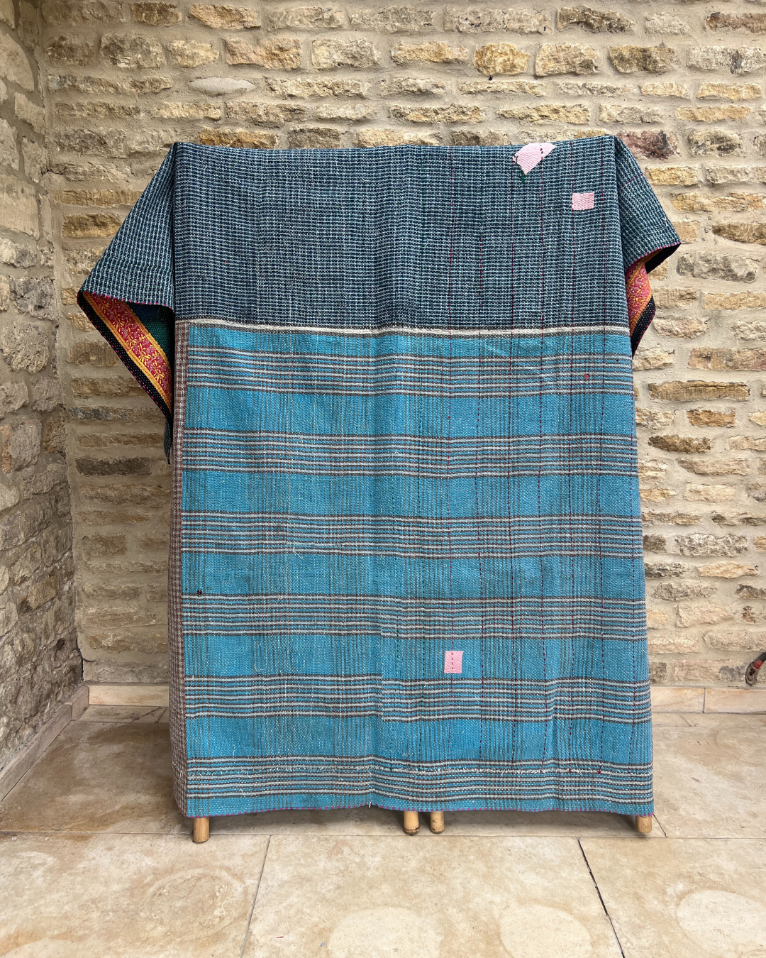 Premium Heavyweight Kantha Quilt No. 549 - Handmade Cotton Patchwork Bedspread for Cozy Home Decor & Winter Warmth - Perfect for Bedroom, Living Room, and Guest Room Comfort