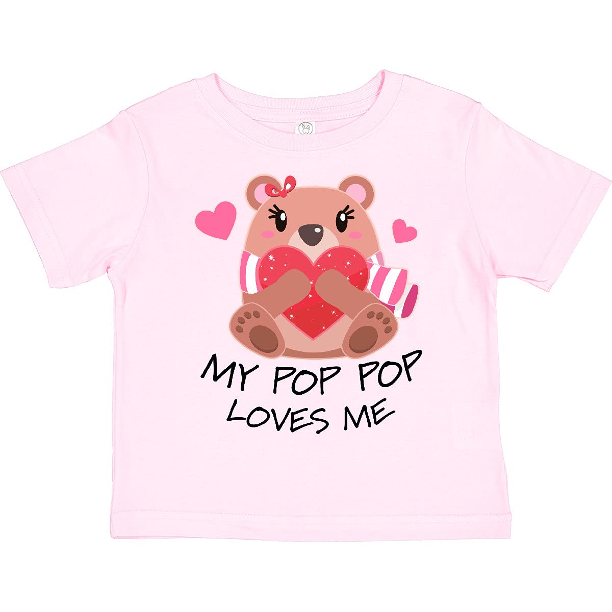 Inktastic My Pop Pop Loves Me - Bear and Hearts Toddler T-Shirt | Cute Grandfather-Themed Baby Clothes for Playdates & Family Photos