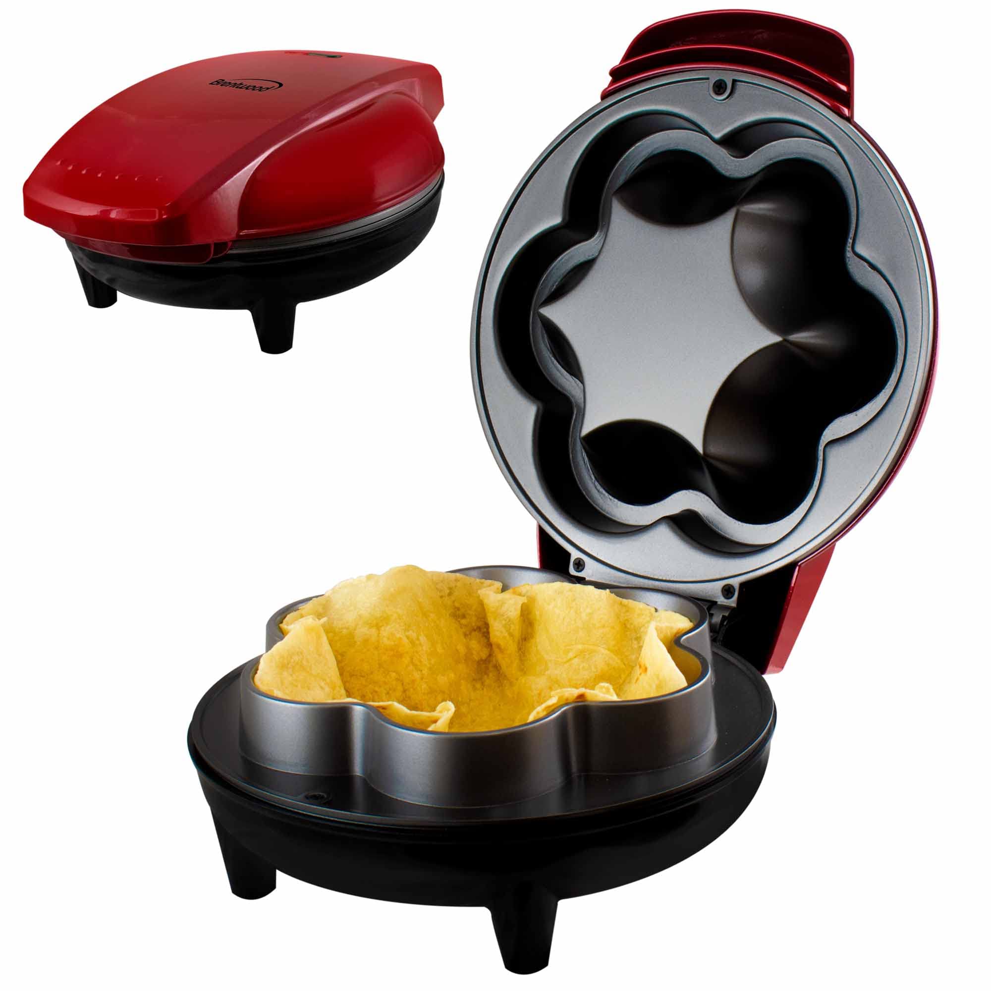 Brentwood TS-257R 750W Electric Taco Bowl Maker - Red | Fast & Easy Taco Shells for Parties, Nachos & Mexican Food Night | Commercial & Home Kitchen Use