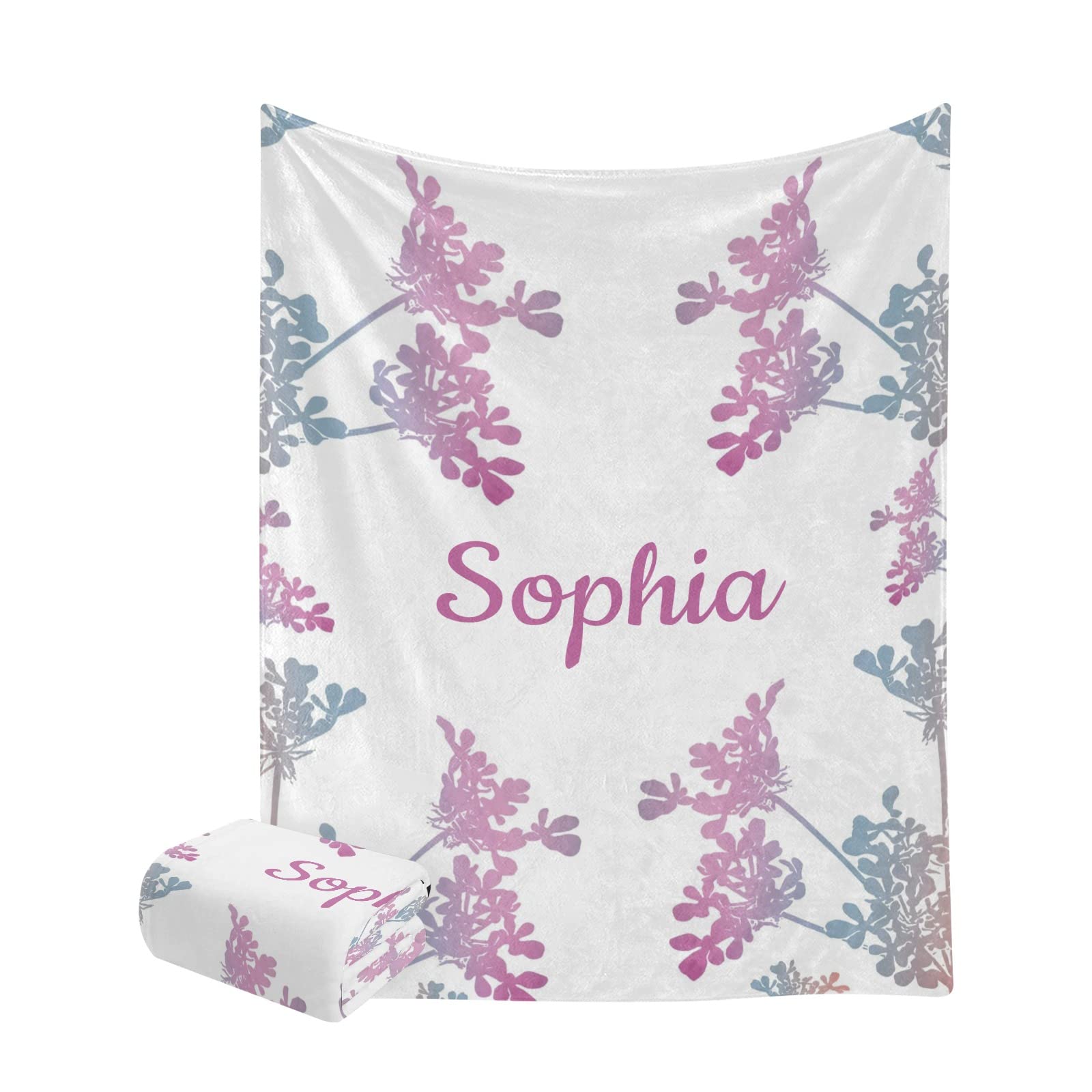 Personalized Pastel Floral Fleece Blanket with Name - Ultra Soft 50x60 Inch Custom Throw for Bed, Couch, Gift - Perfect for Birthday, Wedding, Baby Shower & Cozy Home Decor
