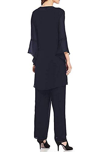TOPG Women's Plus Size 3-Piece Chiffon Lace Mother of the Bride Outfit - Navy Blue Wedding Guest Dress Set US 24W | Elegant Formal Occasions, Church Events & Special Celebrations