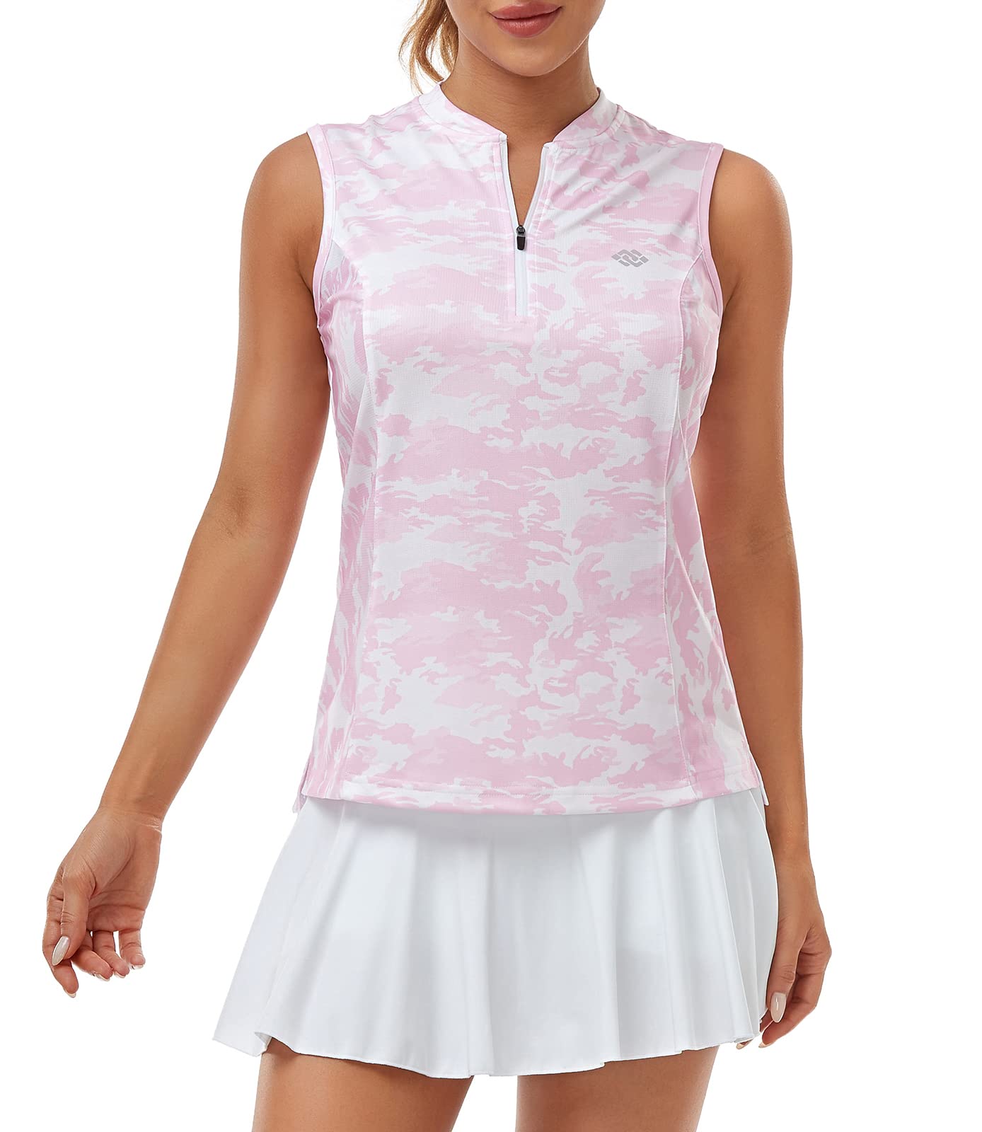 Women's Sleeveless Quick-Dry UPF 50+ Sports Shirt - Breathable Golf & Tennis Top with Zipper for Pickleball, Running & Outdoor Activities