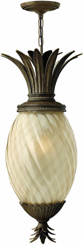 13W Plantation 1 Light Outdoor Pendant Light Fixture in Pearl Bronze Finish - Perfect for Porch, Patio, and Garden Lighting
