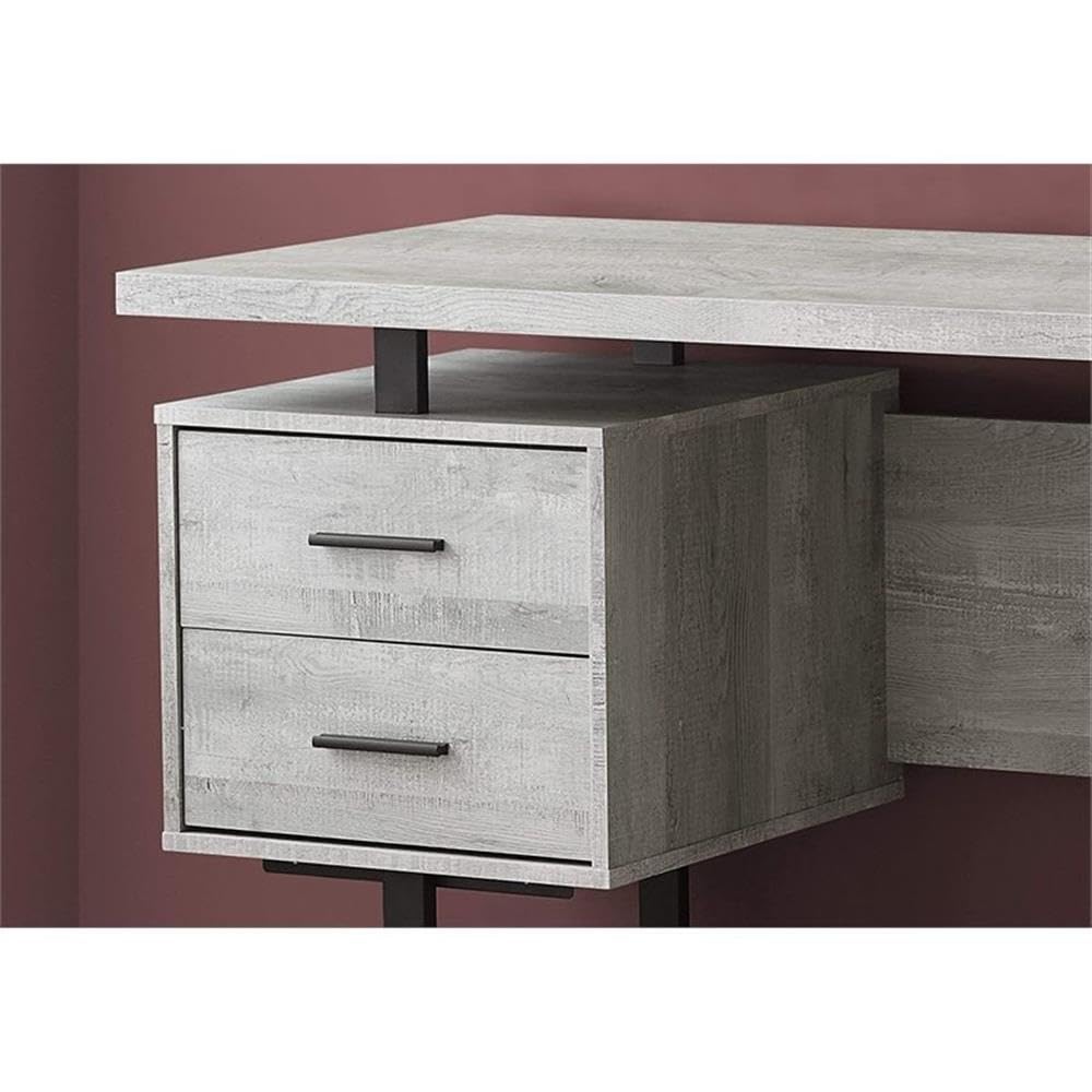 Atlin Designs Modern 3-Drawer Home Office Desk - Gray & Black Computer Writing Desk for Small Spaces, Study Rooms & Workspaces