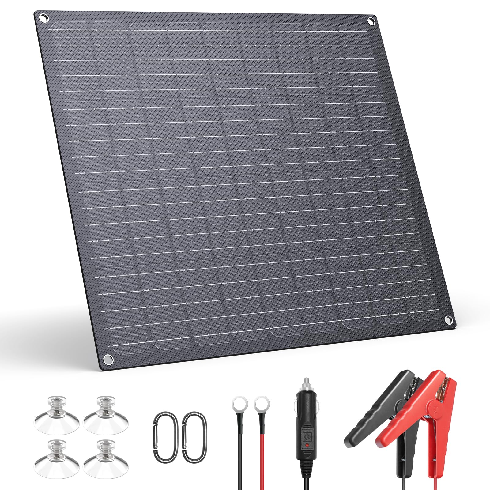 12V 30W Solar Battery Charger - Waterproof for Car, Boat, RV