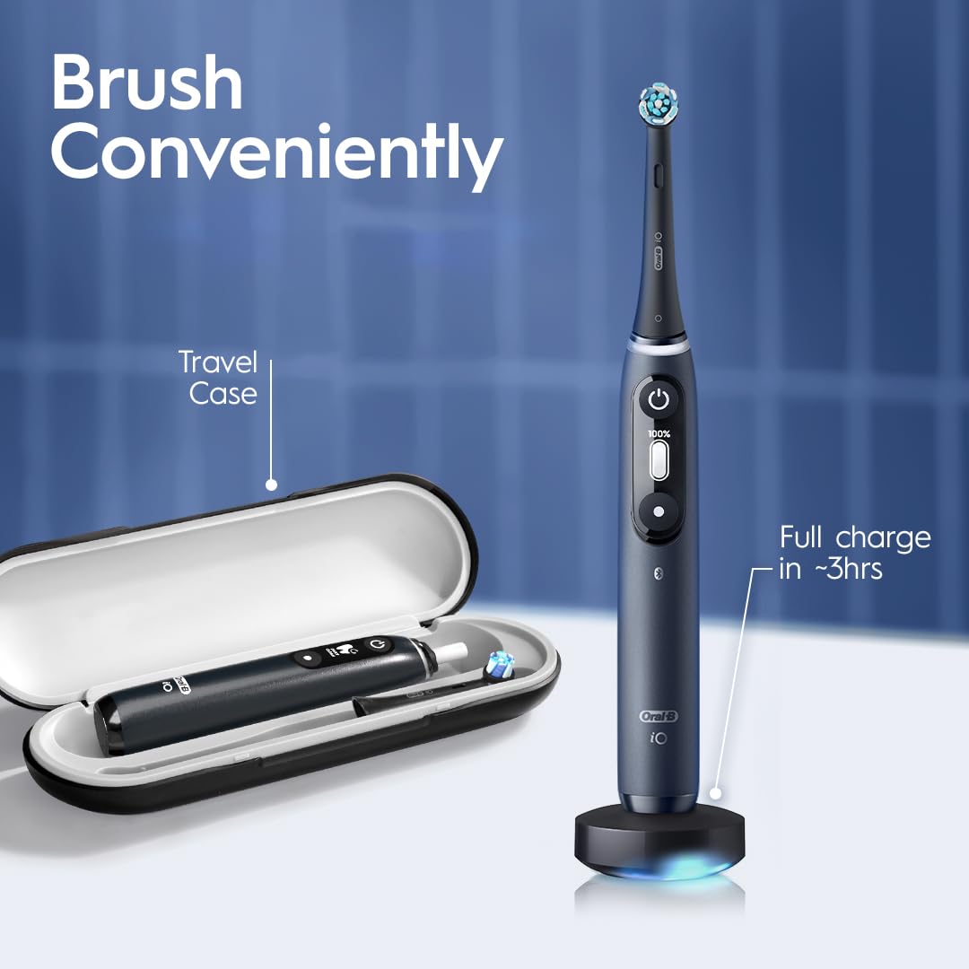 Oral-B iO Series 7 Electric Toothbrush with 2 Replacement Brush Heads, White Alabaster - Advanced Smart Toothbrush for Professional Dental Care at Home