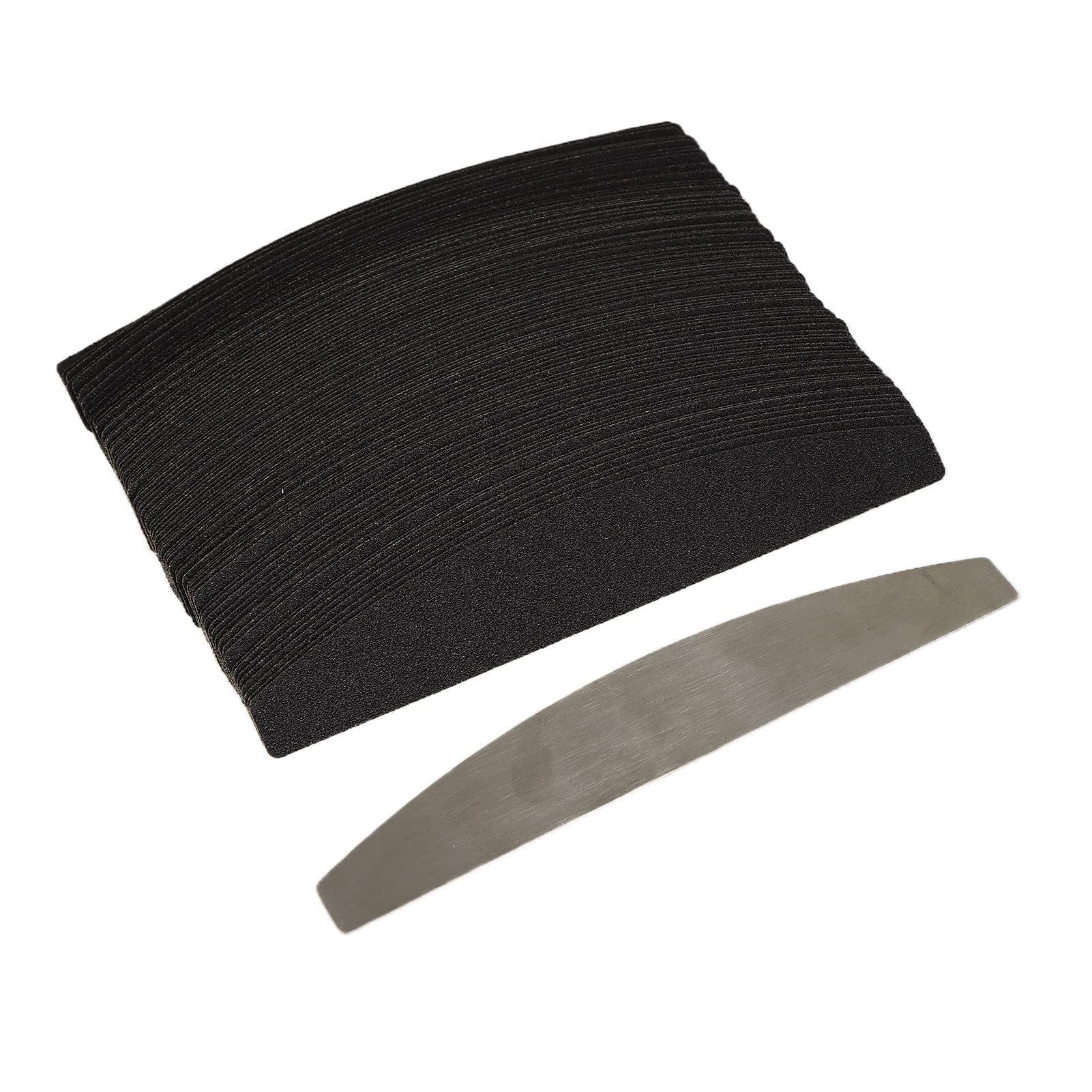 Premium Half Moon Nail Files - 100pcs Stainless Steel Professional Nail File Bases for Salon & Home Manicure - Durable Nail Art Tools for Acrylic, Gel & Natural Nails