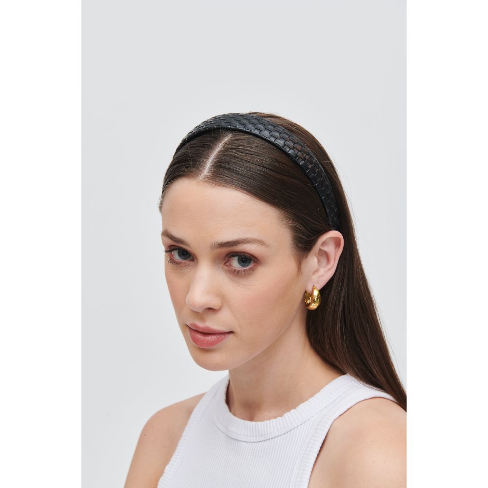 Stylish Embossed Woven Vegan Leather Headband for Women - Fashion Hair Accessory for Workouts, Yoga, and Everyday Wear