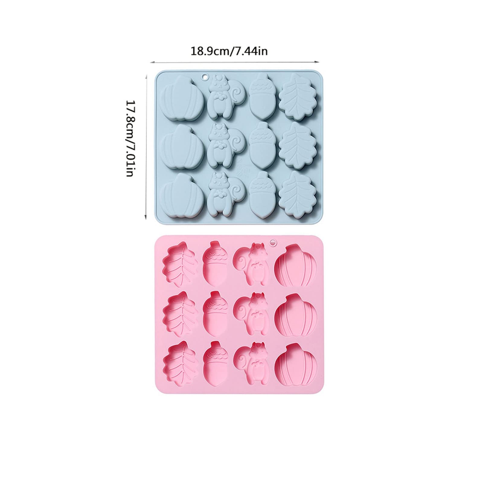12-Piece Autumn Theme Silicone Mold Set - Acorns, Leaves, Pumpkins for Baking Chocolate, Cake, Candy - Food-Grade Silica Gel Molds with Vacuum Sealer Mylar Bag (Pink) | Perfect for Fall Desserts, Holiday Treats & DIY Candy Making