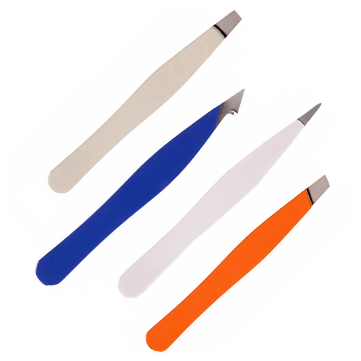 Precision Stainless Steel Eyebrow Tweezers Set of 4 - Professional Eyebrow Shaping & Grooming Tools for Perfect Brows at Home or Salon