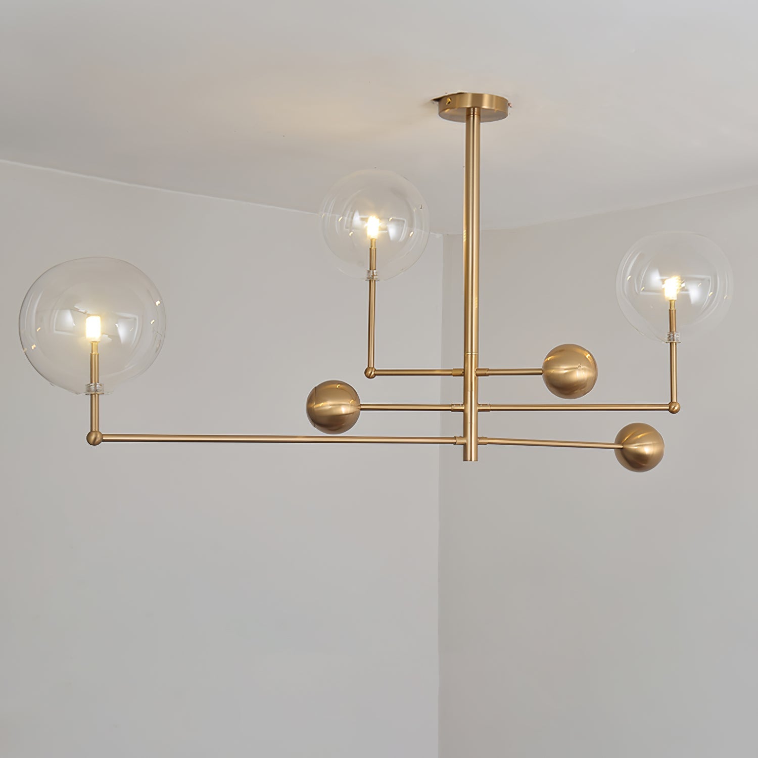 Elegant Glass Globe Chandelier - Modern Crystal Ceiling Light Fixture for Dining Room, Living Room, Bedroom Decor | Energy Efficient LED Lighting | Easy Installation Home Lighting Solution