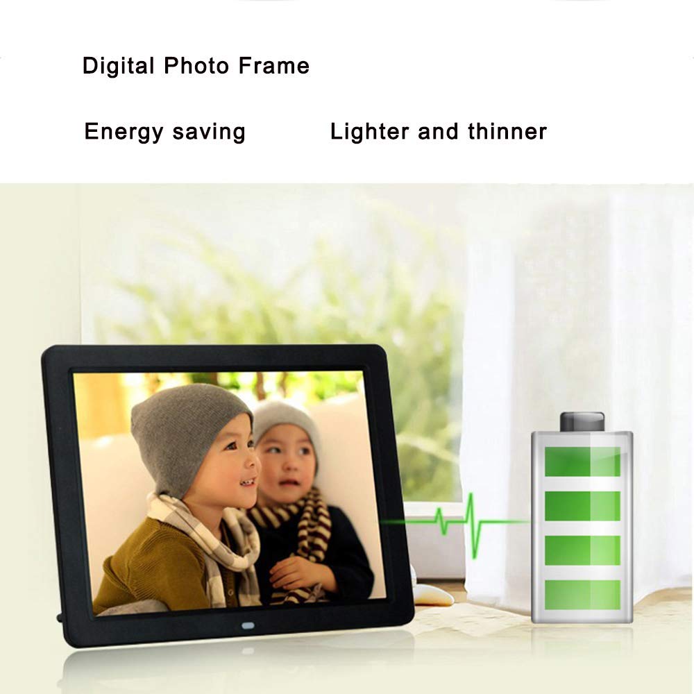 12 Inch Ultra Thin Backlight Display - HD Digital Photo Frame for Pictures & Movies, Black & White Options - Perfect for Home, Office, and Gift Giving