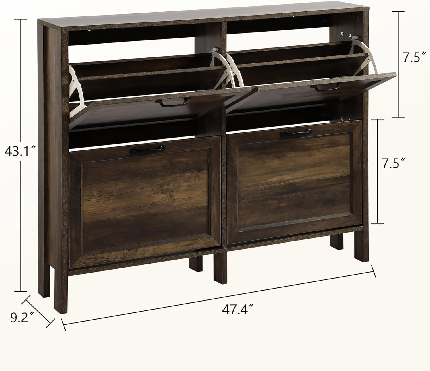 4-Drawer Flip Shoe Cabinet Organizer - Narrow Freestanding Shoe Storage for Entryway & Hallway - Hidden Shoe Rack with Space-Saving Design - Perfect for Small Spaces, Apartments & Closet Organization (Brown)