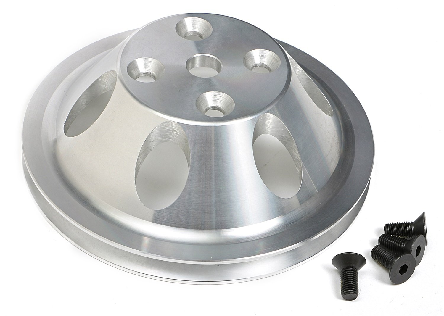 Trans-Dapt Performance 9482 Aluminum Single-Groove Water Pump Pulley - High-Performance Replacement for Chevy, Ford & Dodge - Ideal for Engine Cooling System Upgrades & Racing Applications