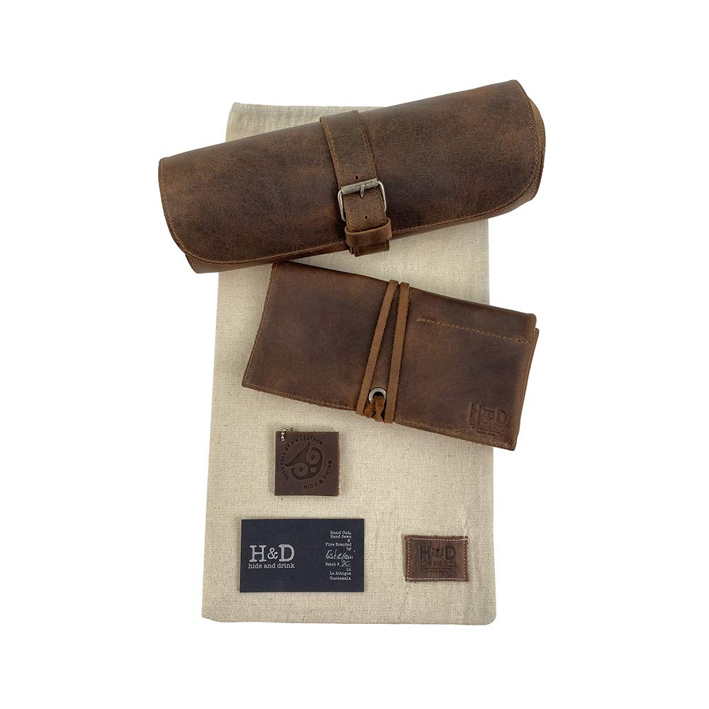 Hide & Drink Rustic Leather Travel Watch Organizer & Cylinder Watch Case - Handmade Leather Watch Storage for Men & Women - Perfect for Travel, Business Trips & Watch Collection Display