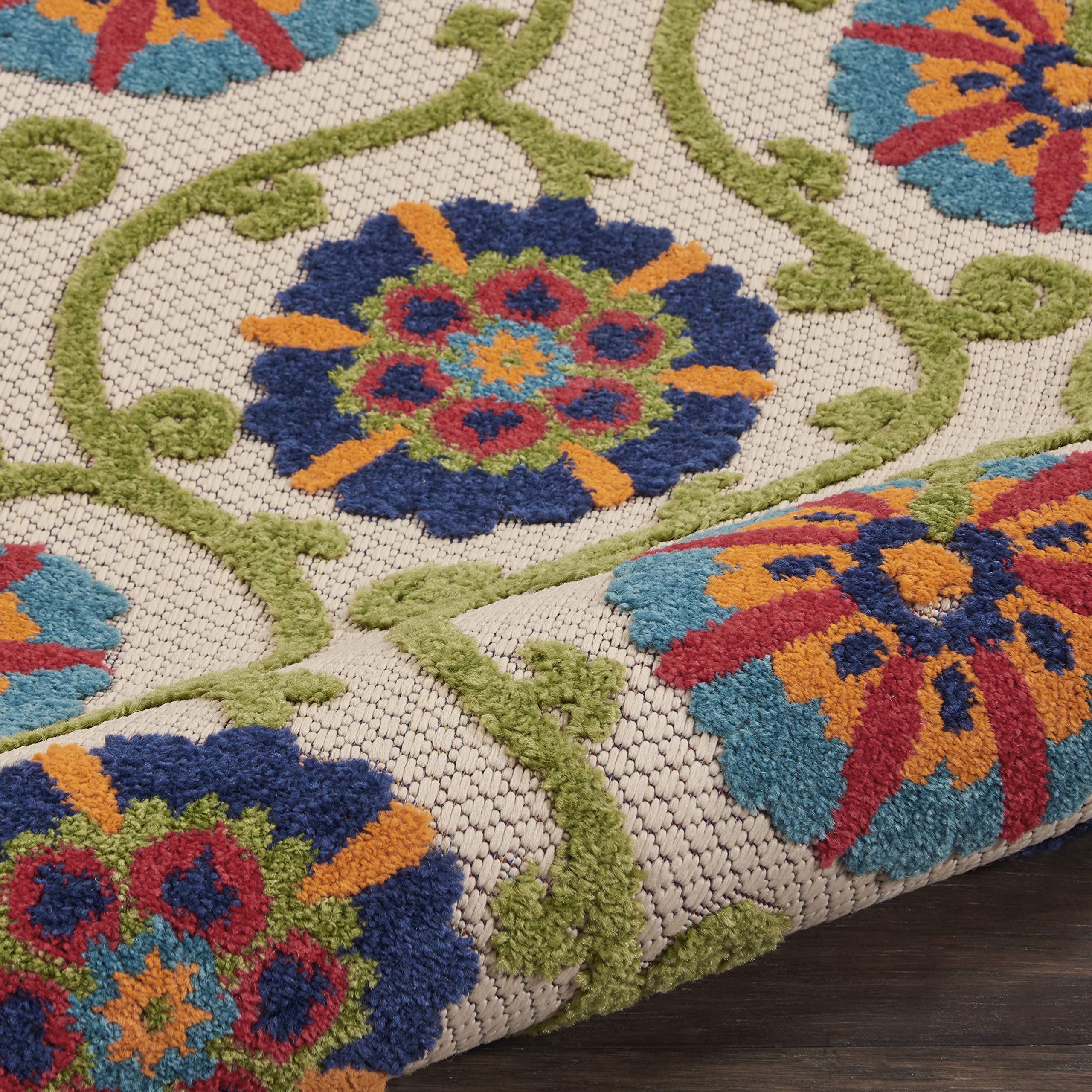 Nourison Aloha Indoor-Outdoor 7' x 10' Area Rug - Blue & Multicolor Design, Easy to Clean, Non-Shedding | Perfect for Bedroom, Living Room, Dining Room, Deck, Backyard & Patio (7x10)