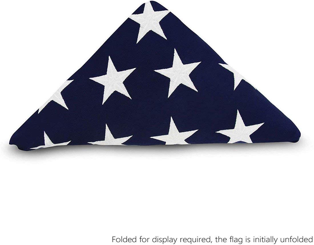 Premium 5x9.5 Foot American Memorial Flag - Heavy Duty Cotton US Burial Flag for Veterans with Embroidered Stars & Sewn Stripes - Brass Grommets & 4 Rows Lock Stitching - Perfect for Military Funerals, Memorial Services & Patriotic Displays