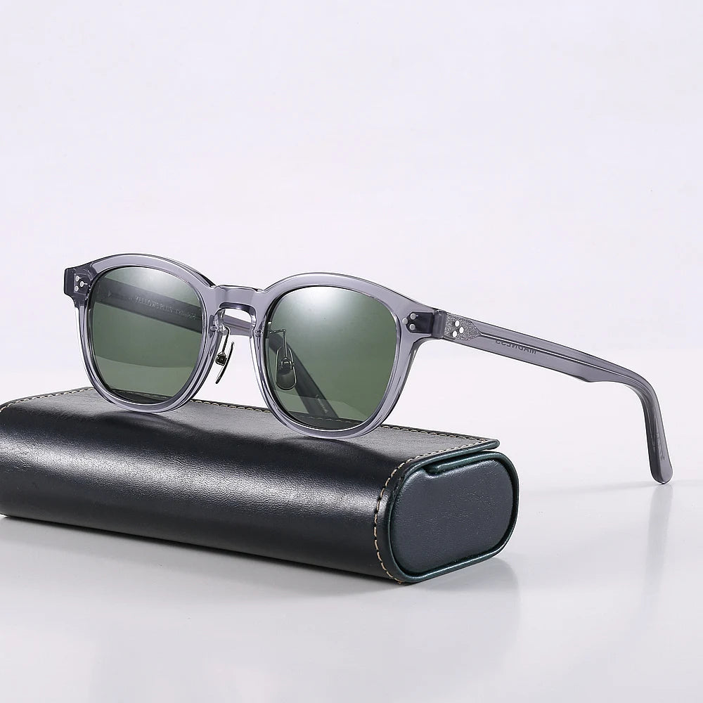 Premium Black Polarized Sunglasses for Men - Square Full Rim Acetate Frame UV400 Protection - Ideal for Driving, Fishing & Outdoor Activities