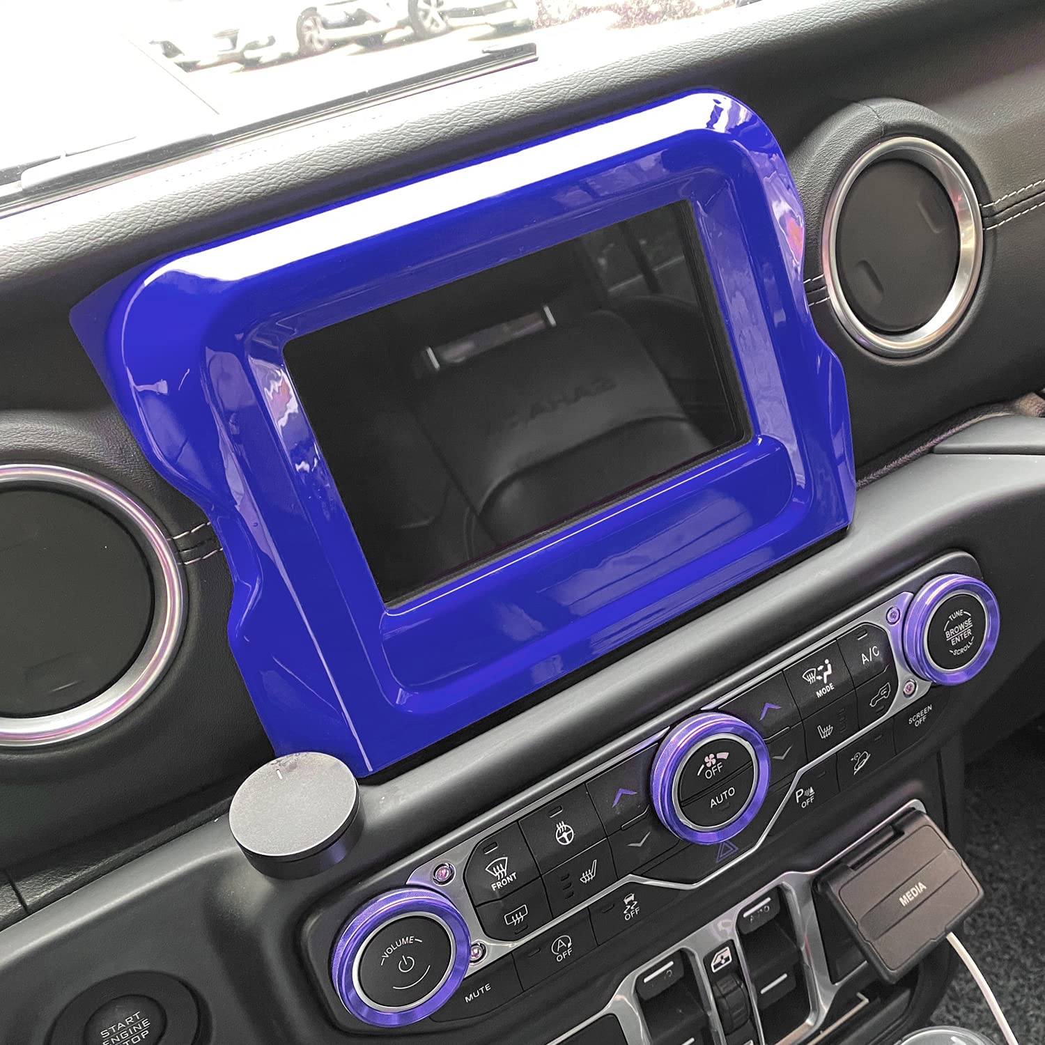 ABS Dashboard GPS Navigation Panel Frame Interior Trim Decor Cover Compatible with Jeep Wrangler JL JLU 2018-2020 - Blue Jeep Accessories for Off-Road & Daily Driving