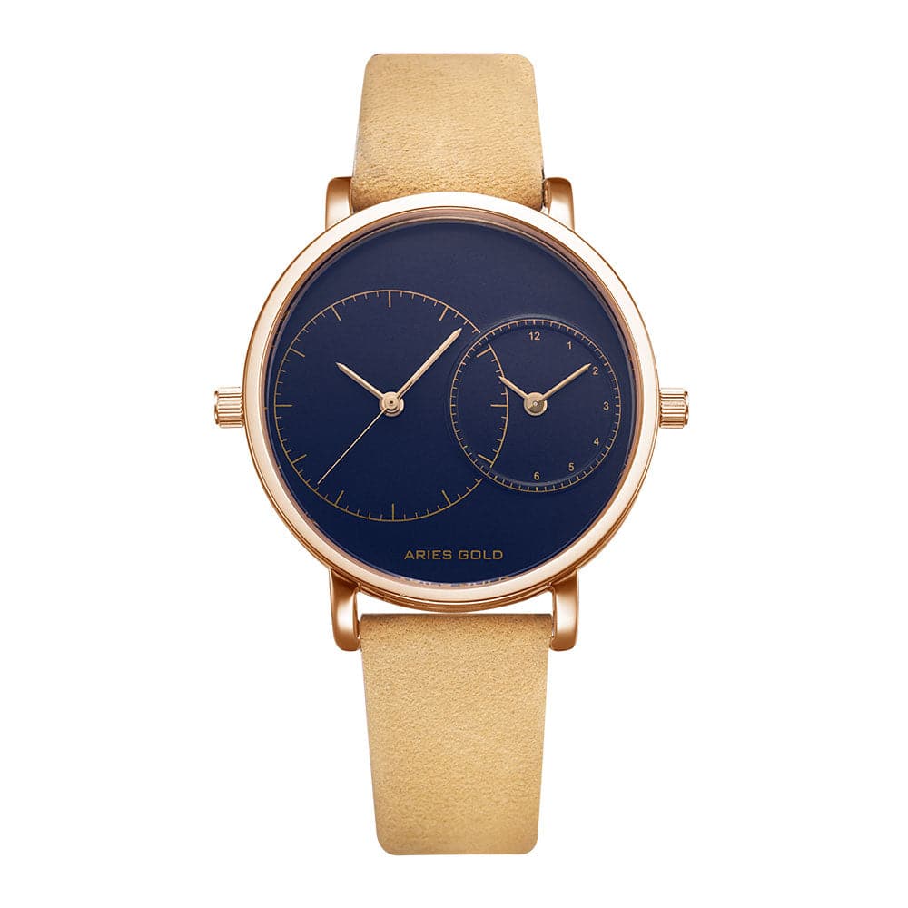 ARIES GOLD WANDERER Rose Gold Stainless Steel Women's Watch with Brown Leather Strap - Perfect for Everyday Wear, Office & Special Occasions