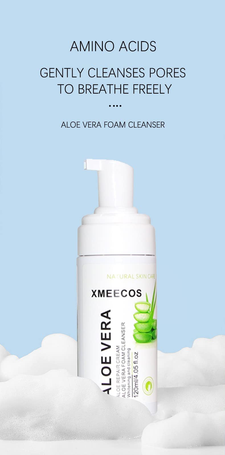 Rose Foam Cleanser & Makeup Remover - Hydrating Aloe Vera Face Wash with Rose Repair, Cruelty-Free & Vegan - Perfect for Sensitive Skin & Daily Skincare Routine