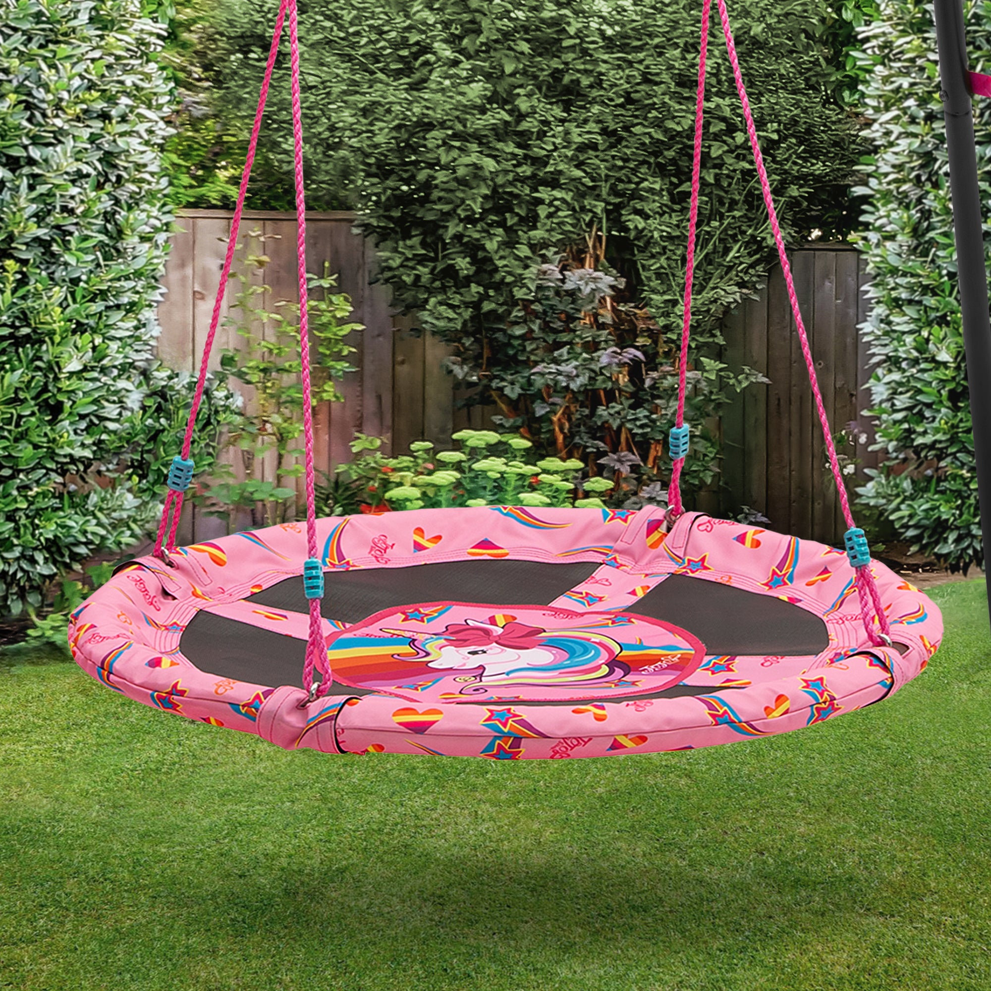 40 Inch Rainbow Unicorn Saucer Swing for Kids - Outdoor Play, Backyard Fun, and Garden Relaxation
