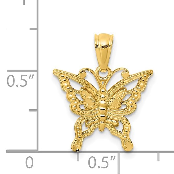 14K Solid Yellow Gold Butterfly Wings Necklace - Elegant Pendant Charm for Women - Perfect for Valentine's Day, Anniversary & Birthday Gifts