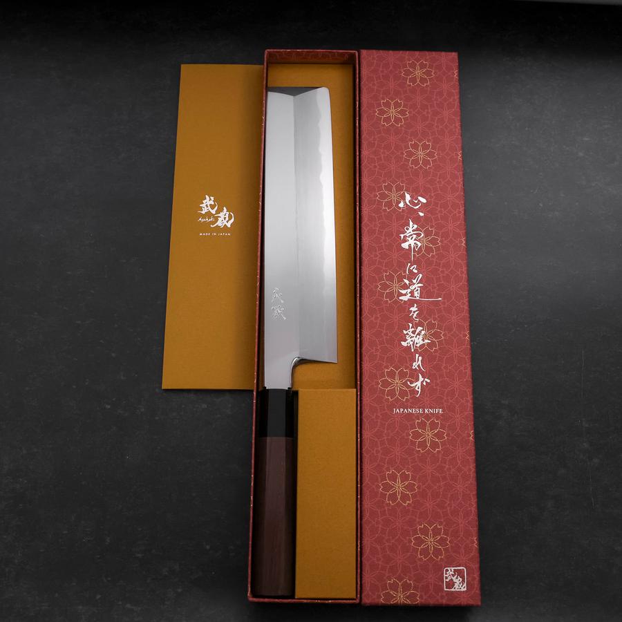 Premium Usuba Knife - Japanese White Steel #1 Mirror Finish, Buffalo Walnut Handle 240mm - Perfect for Sushi, Vegetables & Precision Cutting in Professional Kitchens