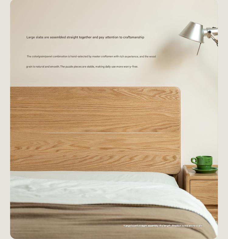 Solid Oak Wood Modern Floating Bed Frame - Queen Size, Sturdy Platform Bed with LED Lights for Bedroom, Living Room, Guest Room