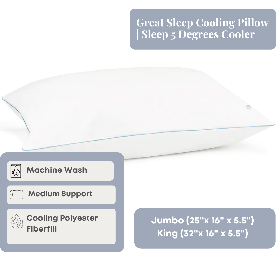 Cooling Pillow for Better Sleep - Stay 5°F Cooler All Night | Perfect for Hot Sleepers & Night Sweats Relief