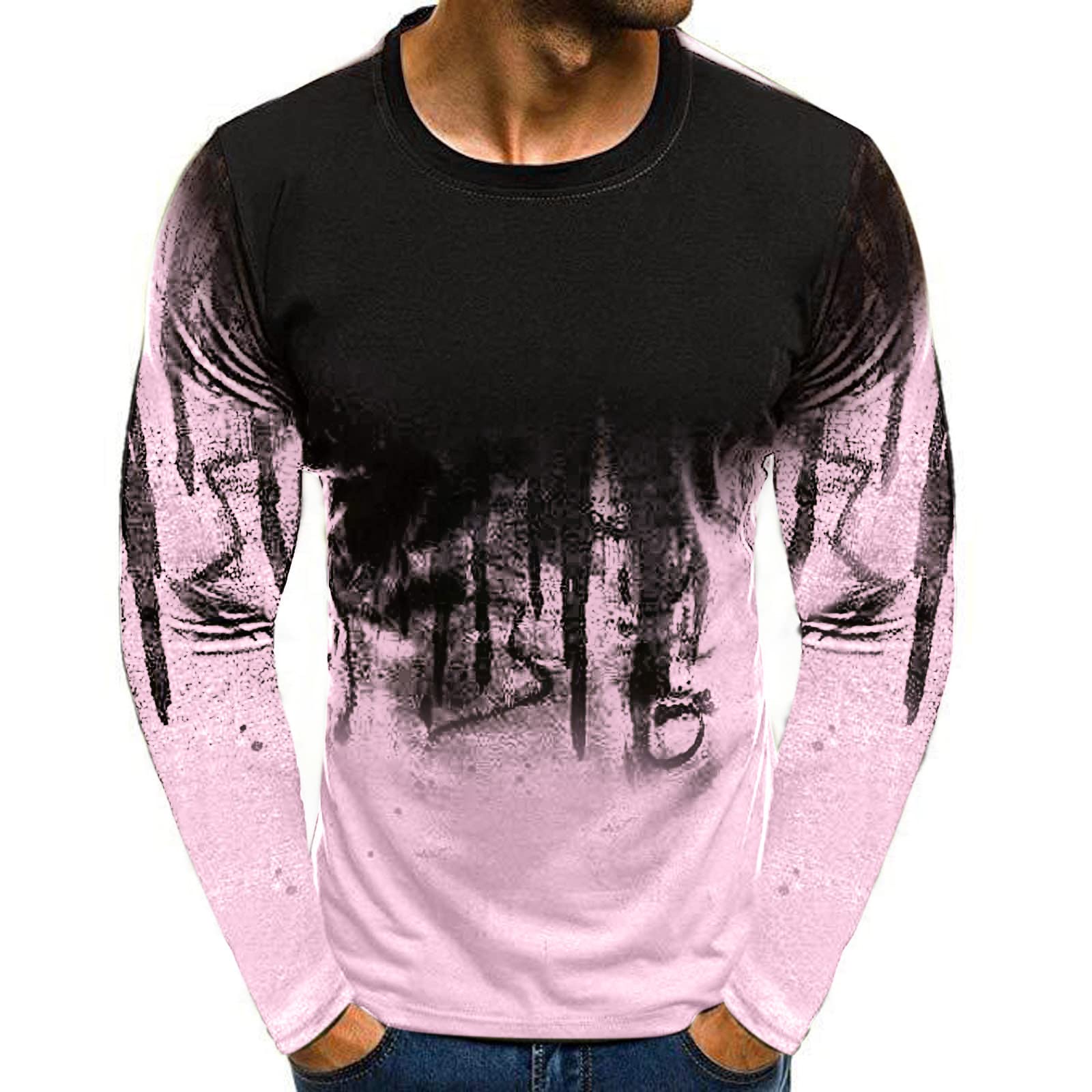 GOKKILRW Men's Long Sleeve Muscle Shirts - Slim Fit Hip Hop Graphic Tee, Tie Dye Graffiti Casual Top for Summer | Gym, Streetwear, Music Festivals & Urban Fashion