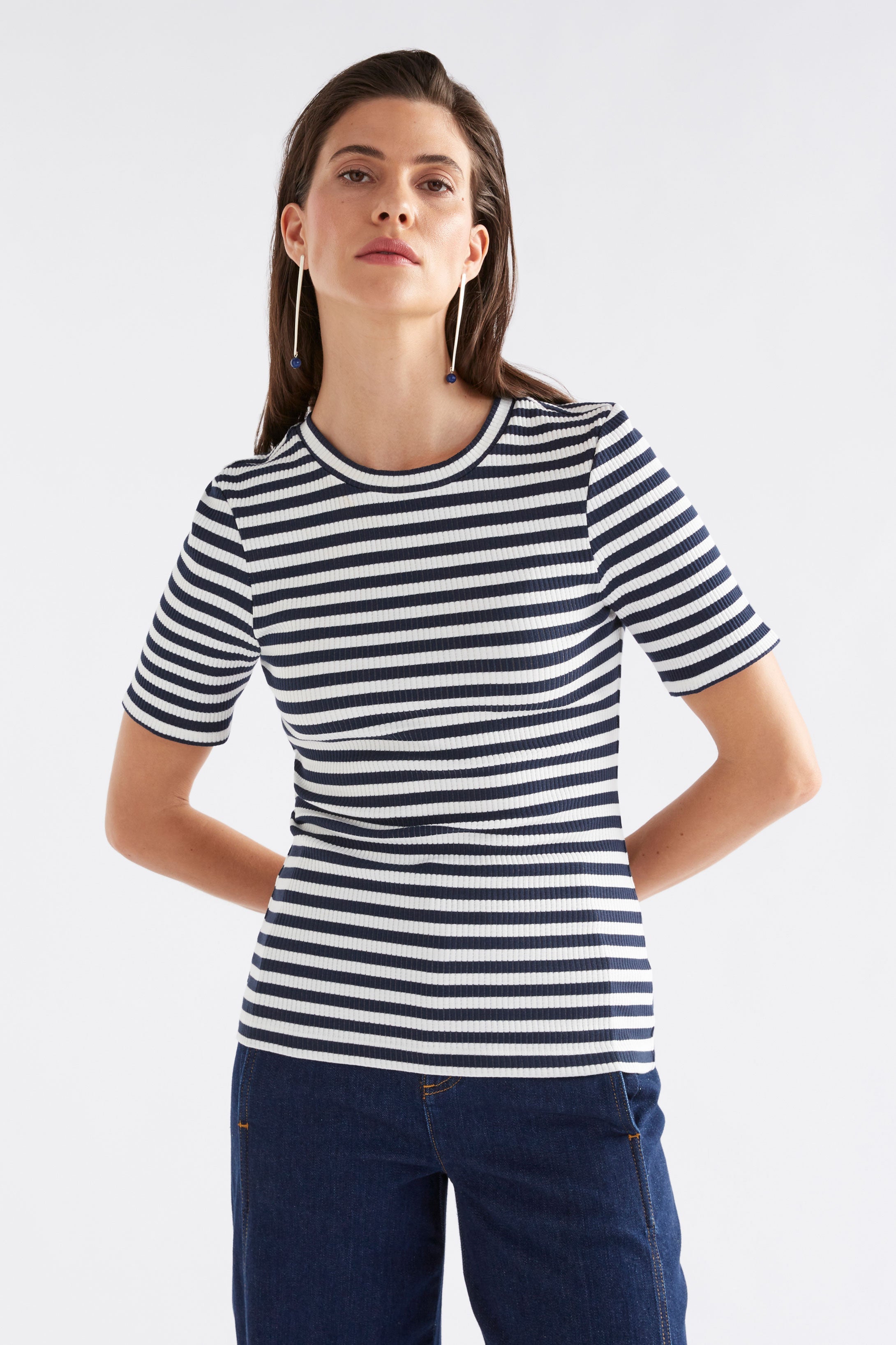 Stylish Kullan Ribbed T-Shirt for Women | Comfortable Stretch Fit Casual Top | Perfect for Everyday Wear, Layering & Outfits