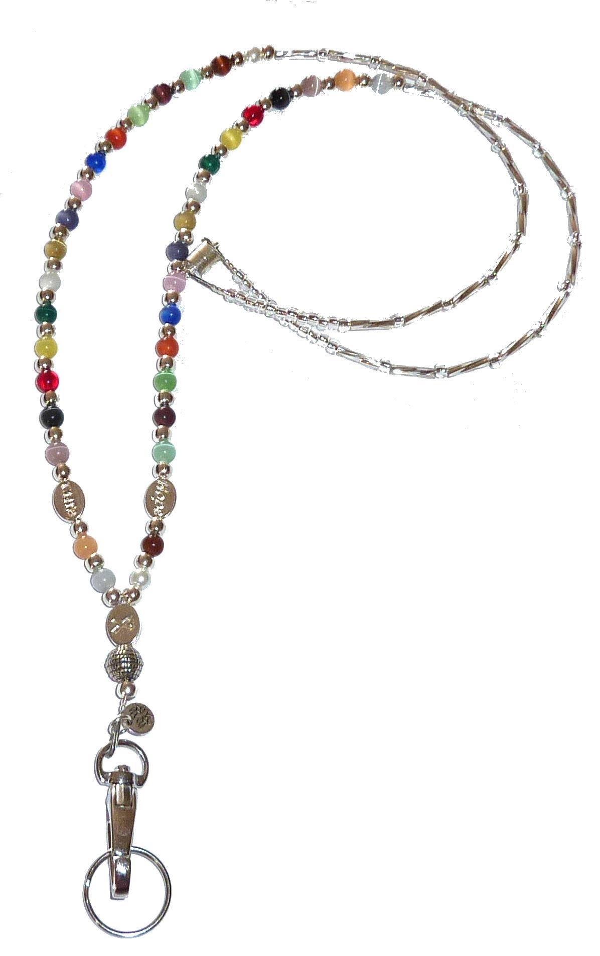 Multi Cancer Awareness Women's Beaded Lanyard - Stylish ID Badge Holder & Keychain for Teachers, Nurses, Cruise Crew - Perfect for Work, Travel, and Everyday Use