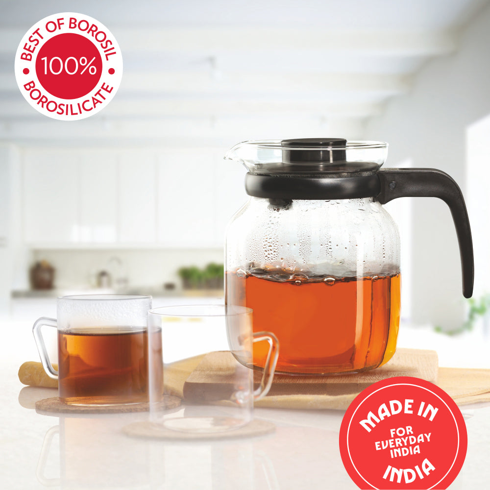 Premium Borosilicate Glass Carafe with Built-in Strainer - Ideal for Iced Tea, Cold Brew Coffee & Infused Water Pitcher